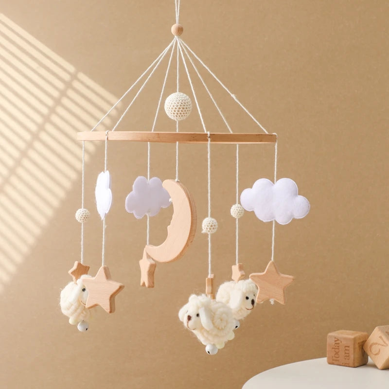 Mobile Musical Bébé Bois Feutre Premium — Cloche Lit Animaux & Boîte à Musique | 3 Modèles