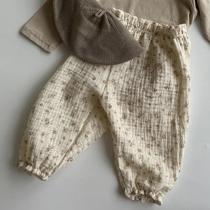 Pantalon Bébé Coton Bio – Mousseline Douce Imprimé Mignon Garçon & Fille 3-6M à 2-3 Ans