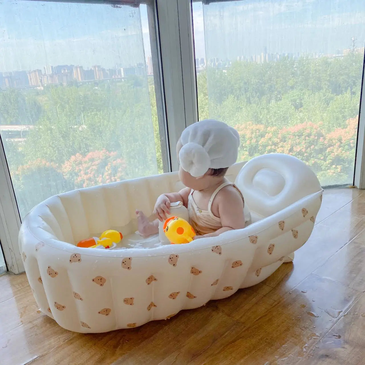 Baignoire Gonflable Bébé Enfant Cartoon Pliable 90x55cm – Portable Intérieur & Extérieur | 0-8 Ans