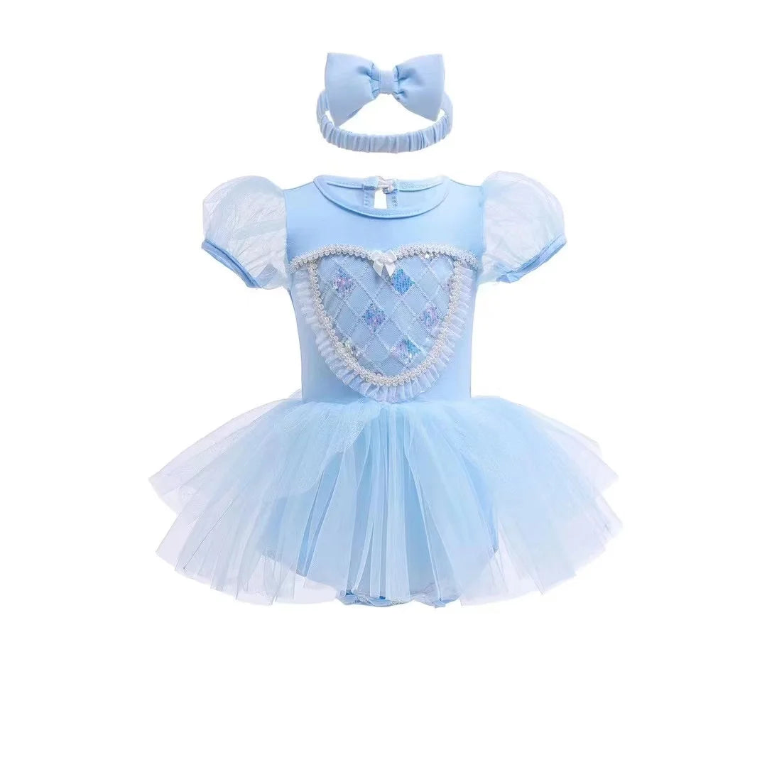 Robe Tutu Princesse Bébé Fille avec Bandeau – Tenue Anniversaire, Baptême & Cérémonie 3-18 Mois