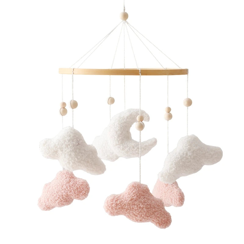 Mobile Hochet Bois & Crochet Bébé – Cloche Lit Étoiles & Pendentifs | Support Nuage | 27 Modèles