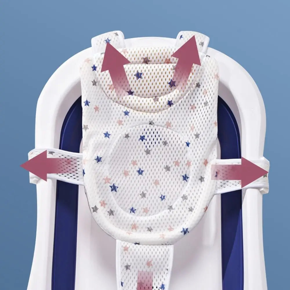 Filet de Bain Bébé Antidérapant Croix Ajustable – Siège Berceau Nouveau-Né | Rose, Bleu & Étoile