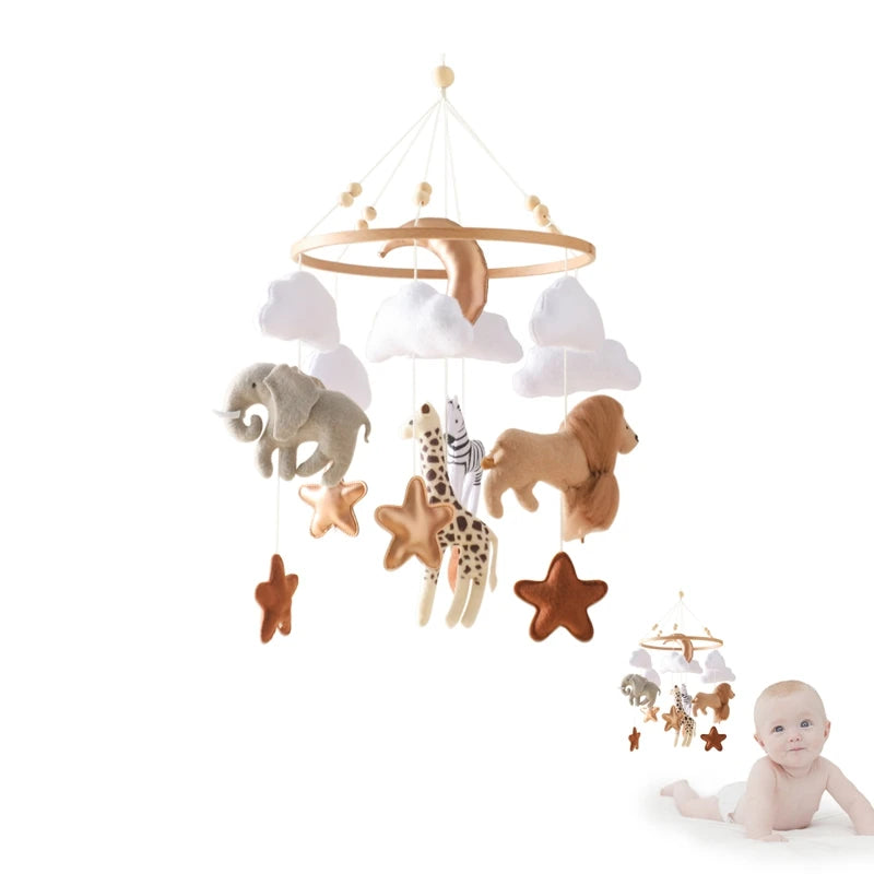 Mobile Musical Bébé Bois Feutre Premium — Cloche Lit Animaux & Boîte à Musique | 3 Modèles