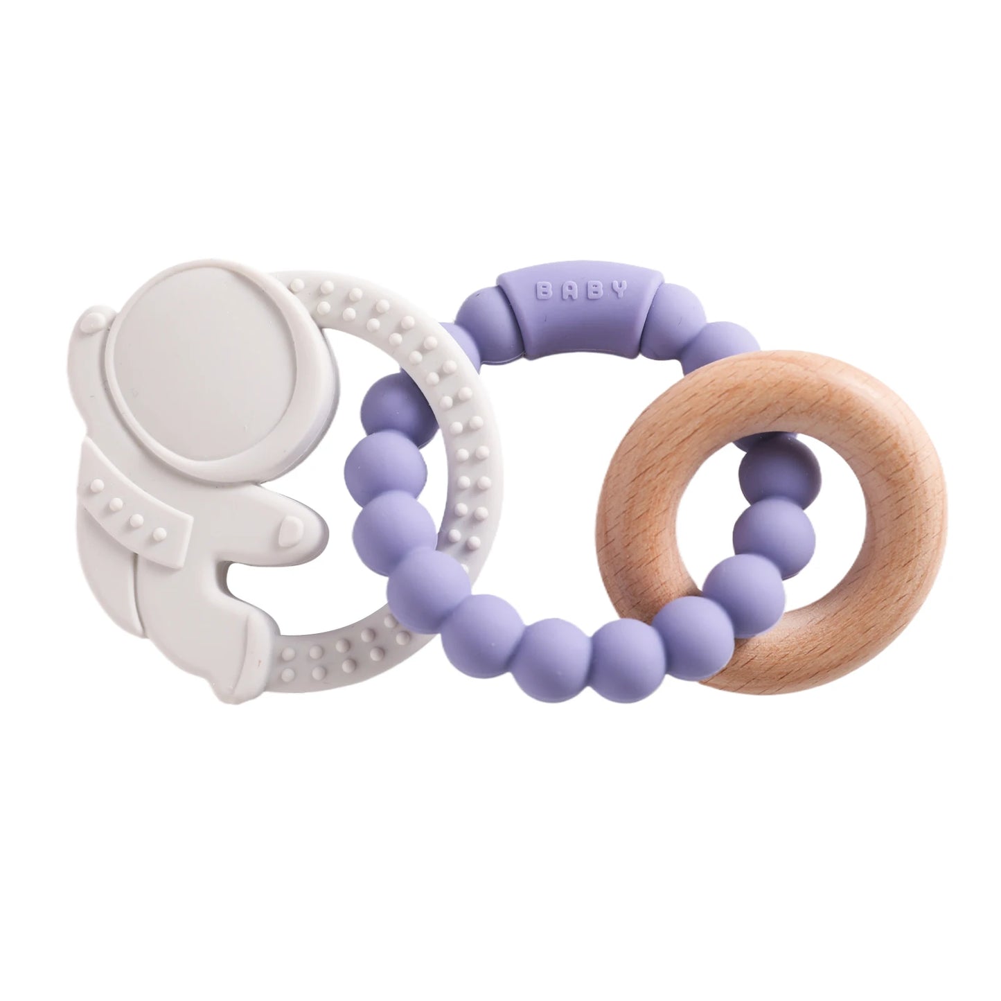 Anneau de Dentition Silicone Bébé – Jouet Sensoriel Sans BPA | 0-12 Mois