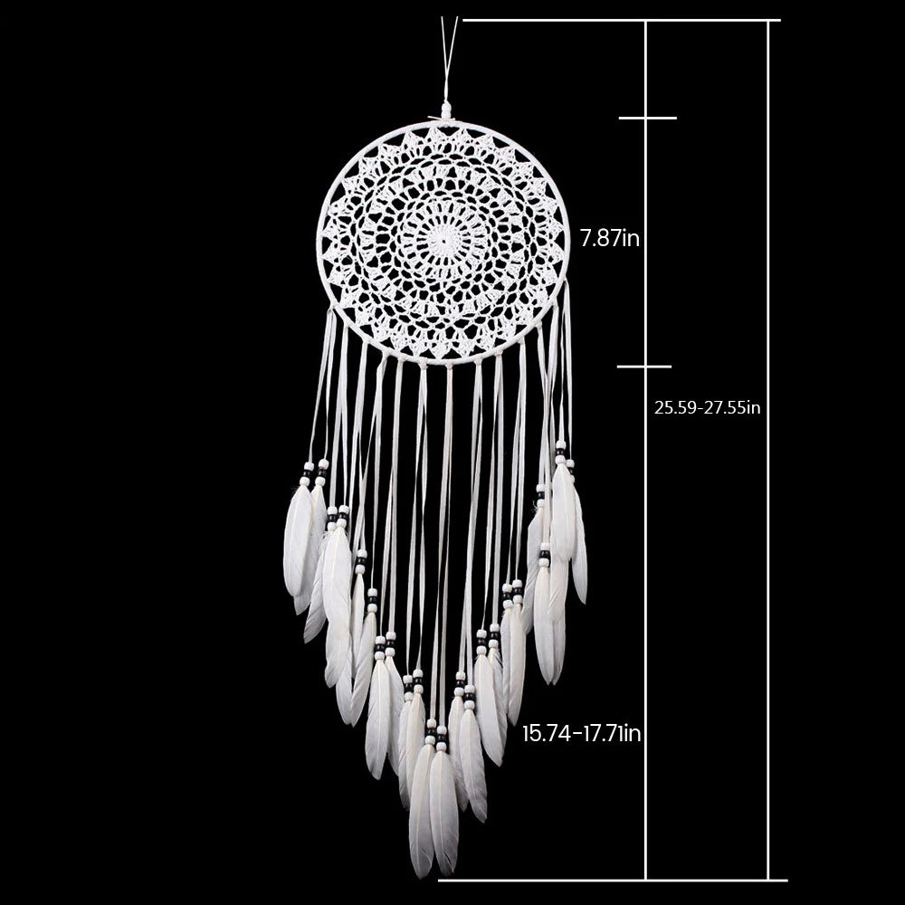 Attrape-Rêves Grand Chambre Fille – Décoration Murale Bohème Nordique avec Plumes