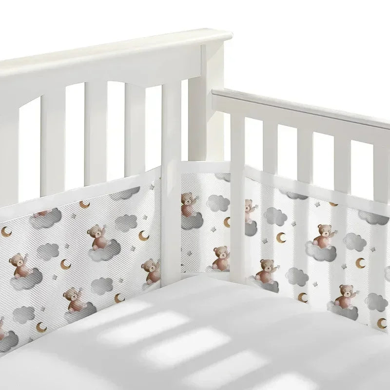 Tour de Lit Respirant Bébé — Mesh 4 Panneaux Protection Barreaux Anti-Étouffement