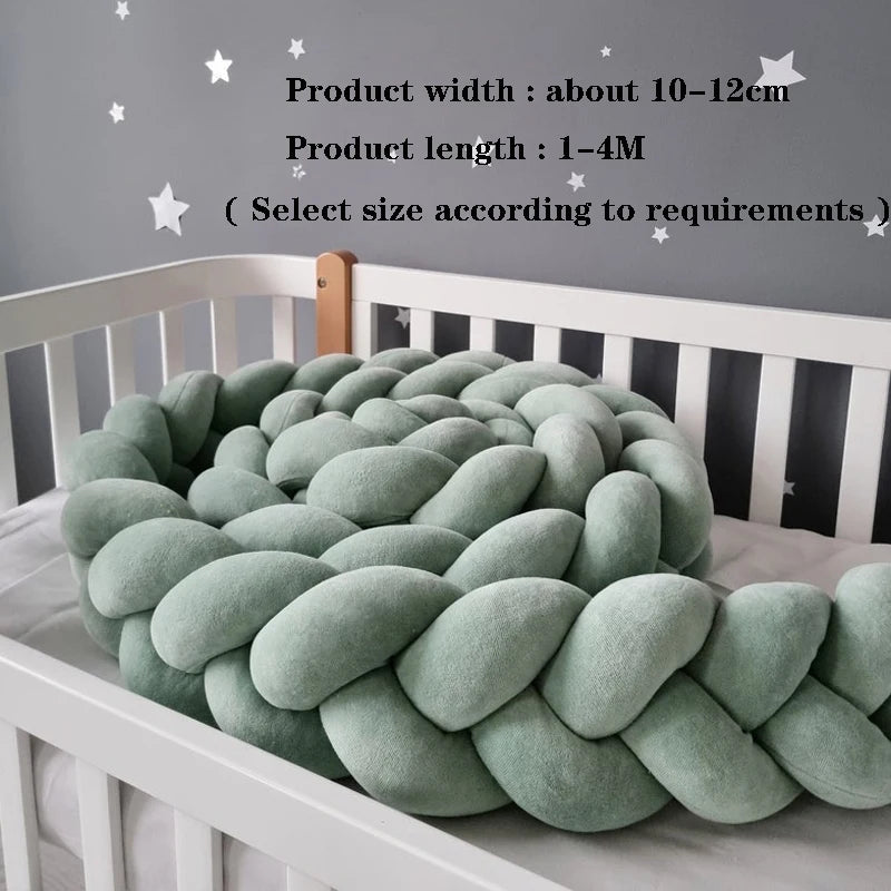 Bumper Lit Bébé Tressé Nœuds Rembourré – Tour de Lit Berceau Lavable 1M 2M 3M 4M
