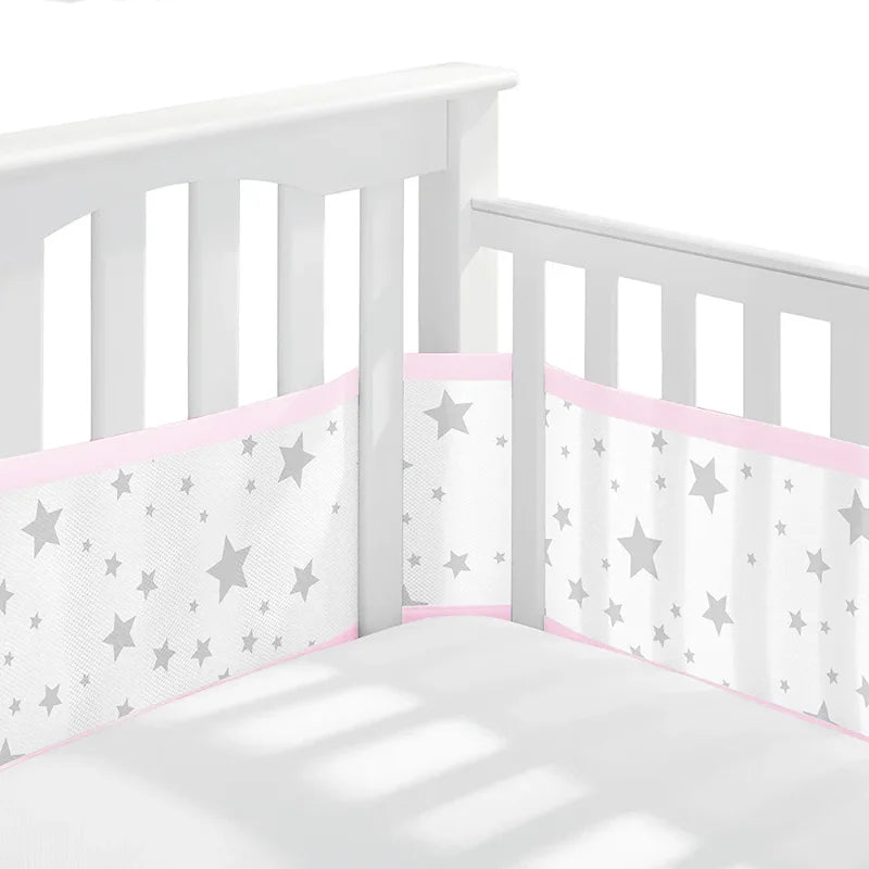 Tour de Lit Respirant Bébé — Mesh 4 Panneaux Protection Barreaux Anti-Étouffement