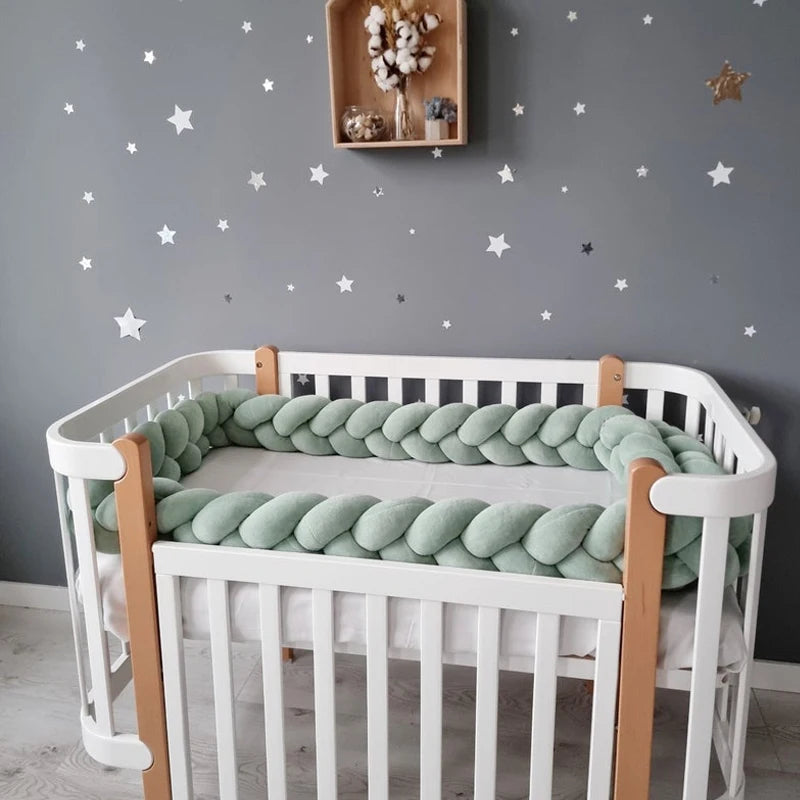 Bumper Lit Bébé Tressé Nœuds Rembourré – Tour de Lit Berceau Lavable 1M 2M 3M 4M