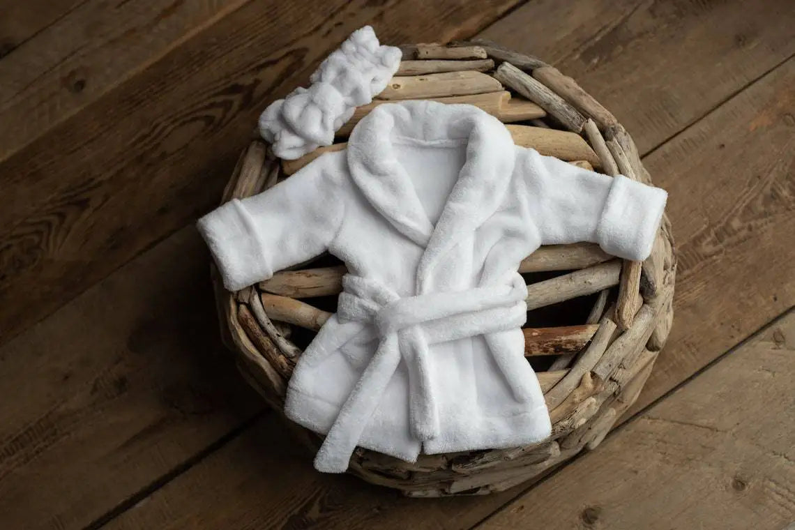 Ensemble peignoir bébé fille — Tenue Shooting Photo Nouveau-né | Accessoire Photographie Naissance