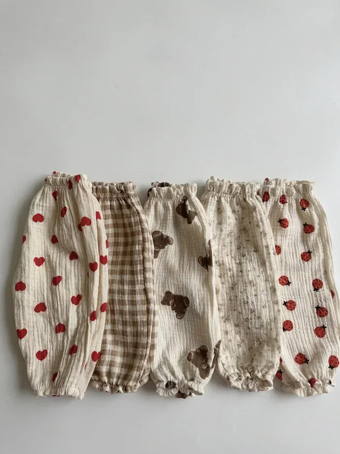 Pantalon Bébé Coton Bio – Mousseline Douce Imprimé Mignon Garçon & Fille 3-6M à 2-3 Ans
