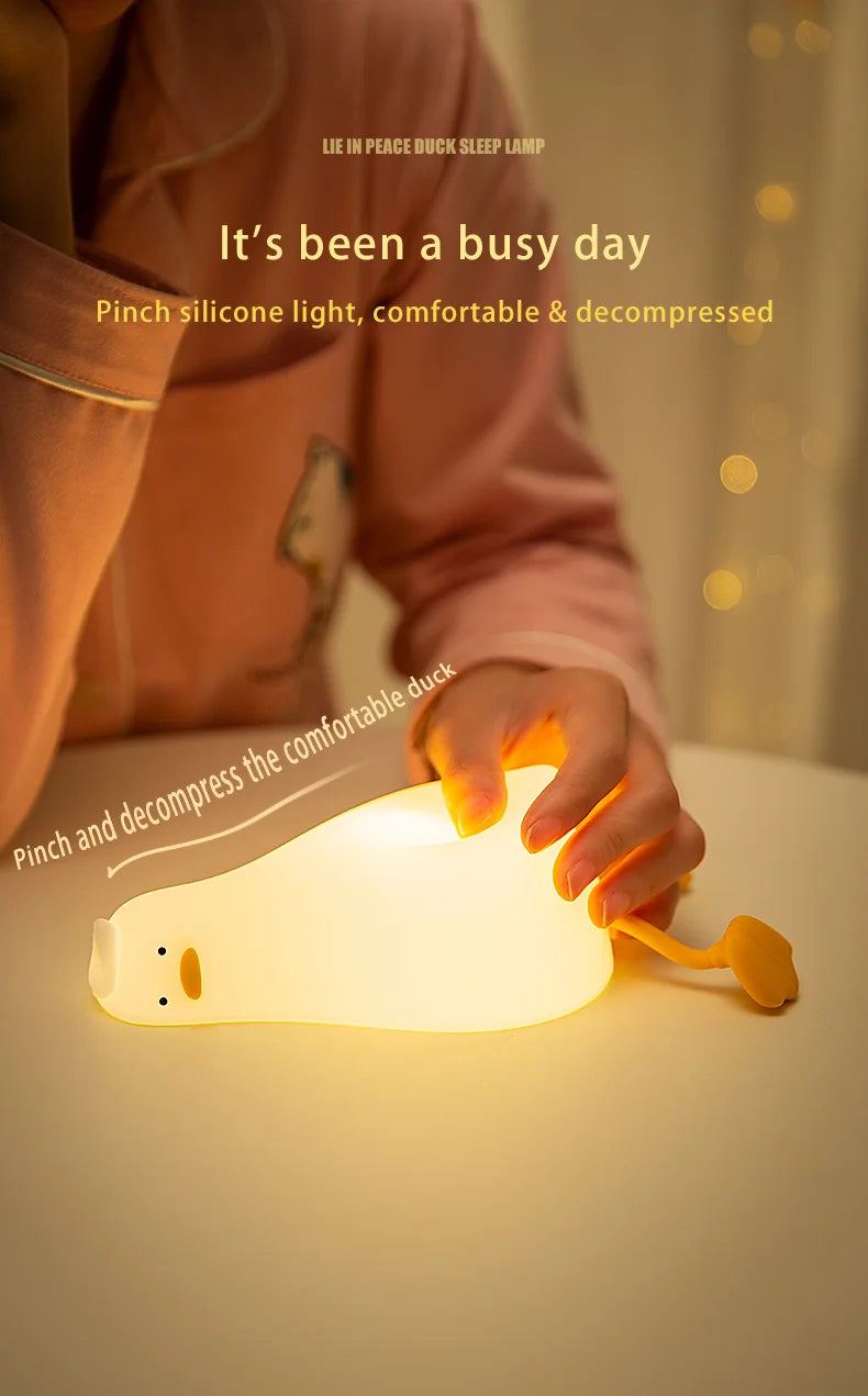 Veilleuse canard bébé silicone — LED Tactile Rechargeable Lumière Douce | Déco Chambre Bébé & Enfant