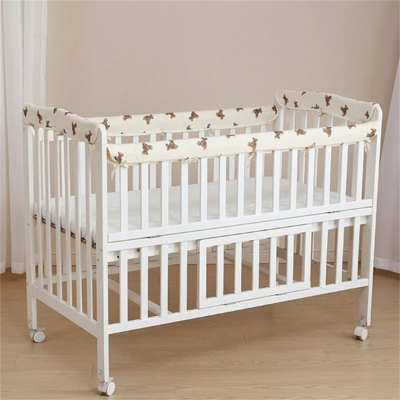 Tour de lit bébé complet — Coton 4 Pièces Protection Barreaux | Chambre Fille & Garçon