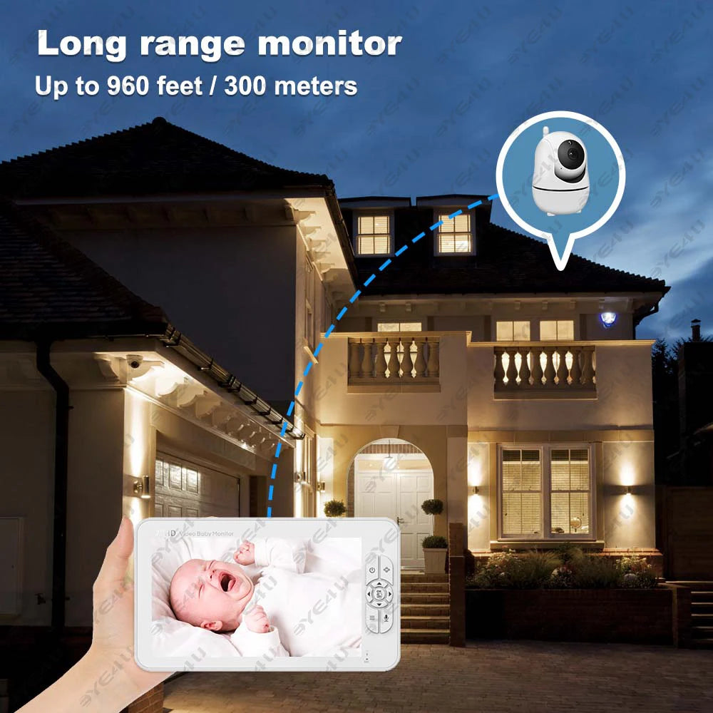 Babyphone Vidéo 5 Pouces PTZ – Capteur Température, Berceuses & Zoom | Meilleur Rapport Qualité-Prix