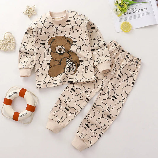 Pyjama Bébé 2 Pièces Coton Doux – T-shirt Long + Pantalon Garçon & Fille 80-130cm