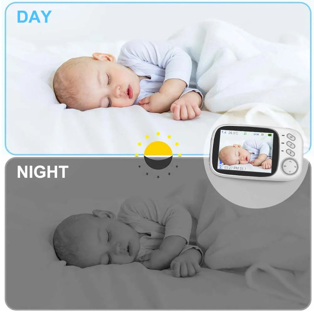 Babyphone Vidéo 3,5 Pouces – Vision Nocturne, Capteur Température, Audio Bidirectionnel 2,4G | Compact & Essentiel