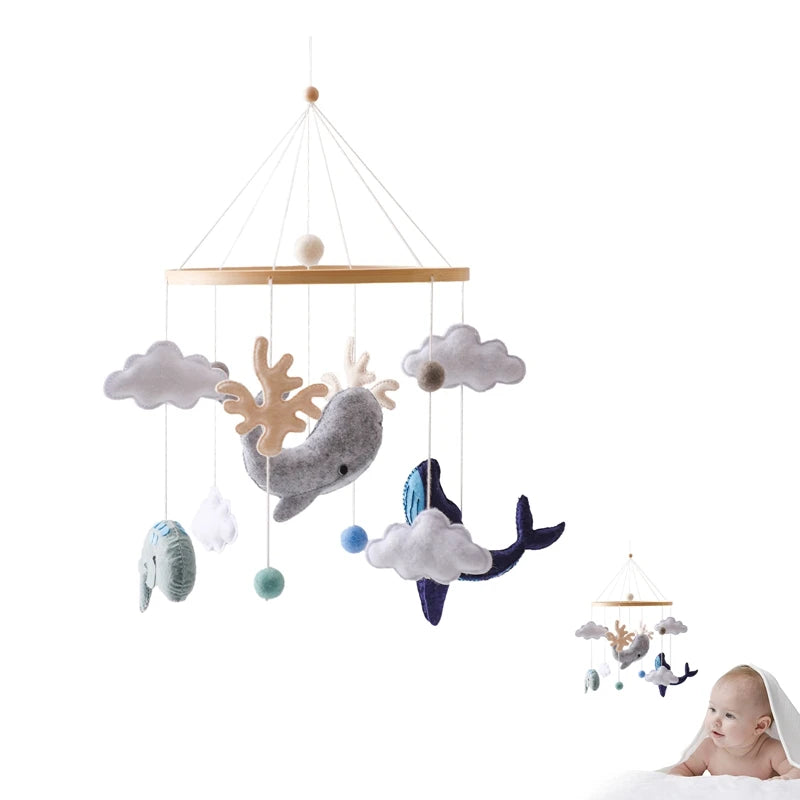 Mobile Hochet Bois & Crochet Bébé – Cloche Lit Étoiles & Pendentifs | Support Nuage | 27 Modèles