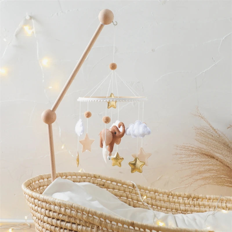 Mobile Musical Bébé Bois Feutre Premium — Cloche Lit Animaux & Boîte à Musique | 3 Modèles