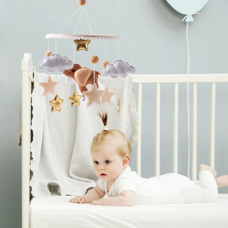 Mobile Musical Bébé Bois Feutre Premium — Cloche Lit Animaux & Boîte à Musique | 3 Modèles