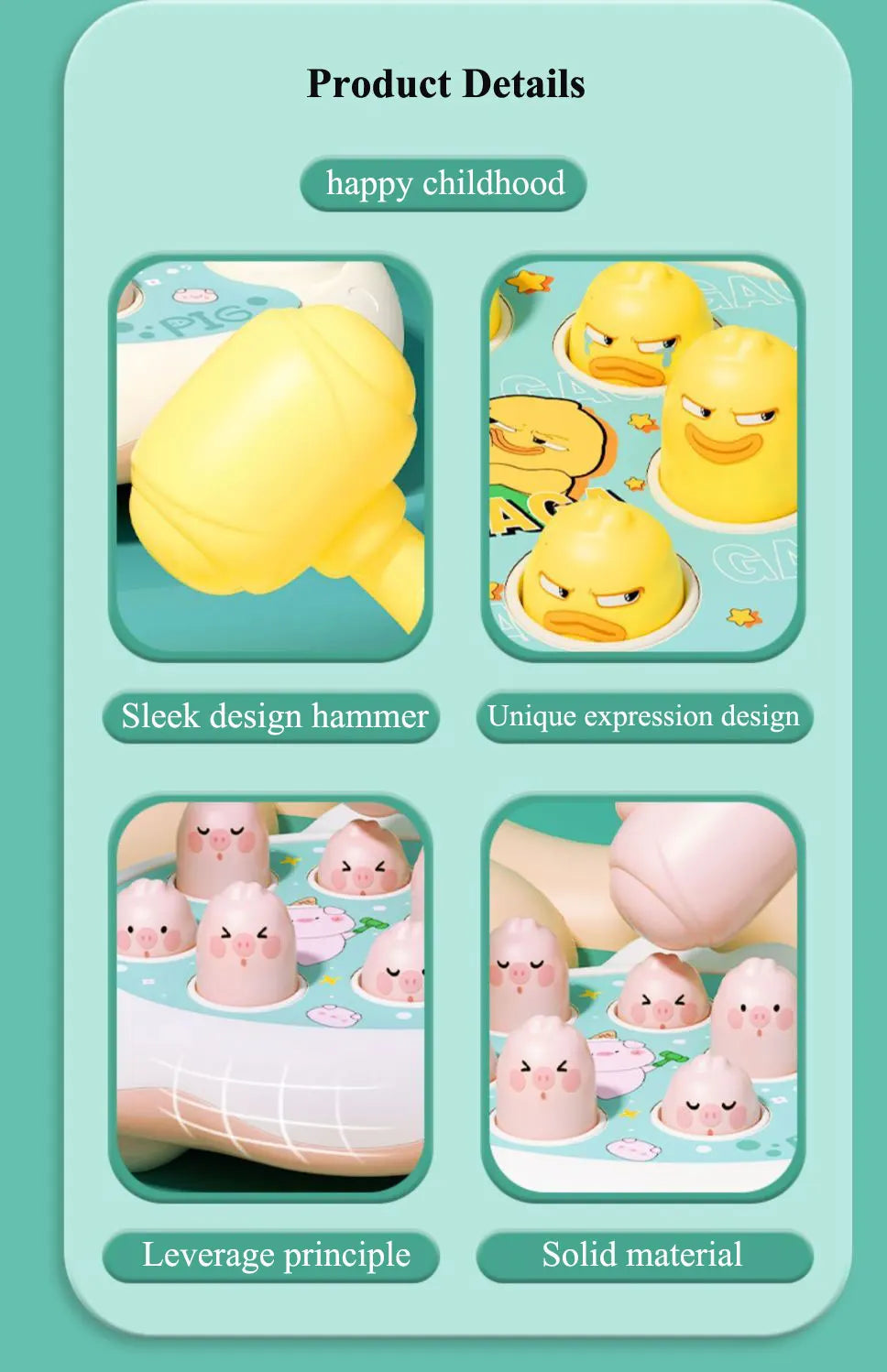Jeu Marteau Bébé Montessori – Banc à Marteler Encastrement Canard Grenouille Cochon 12-24 Mois
