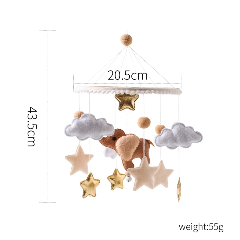 Mobile Musical Bébé Bois Feutre Premium — Cloche Lit Animaux & Boîte à Musique | 3 Modèles