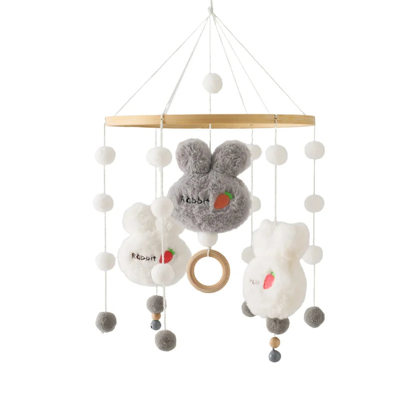 Mobile Musical Bébé Bois & Feutre — Cloche Lit Animaux Cartoon | Boîte à Musique & Support | 36 Modèles