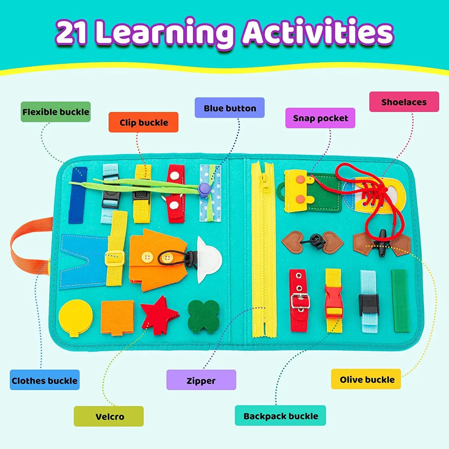 Busy Board Montessori Habillage – Cadre d'Habillage Autonomie Motricité Fine | Fille & Garçon 1-3 Ans