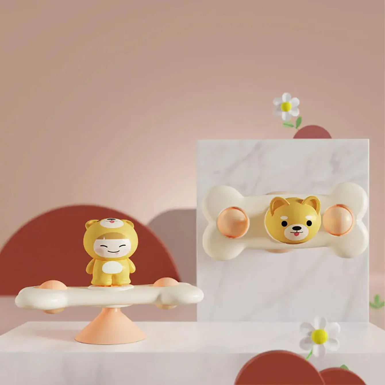 Jouet Ventouse Bébé Spinner Animal – Toupie Bain & Table Éveil Sensoriel 0-3 Ans