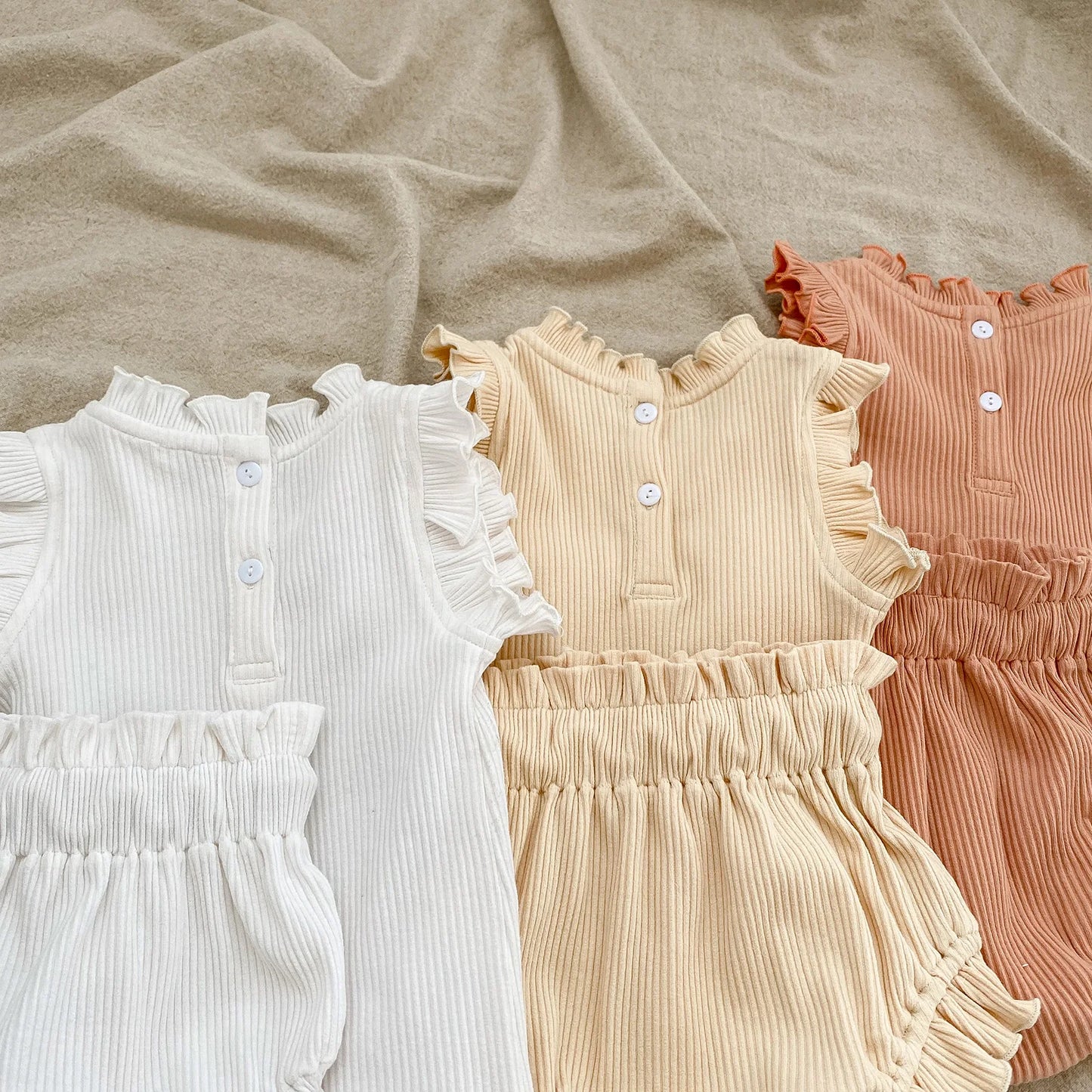 Ensemble bébé fille été — Body Volanté & Short Bloomer 2 Pièces | 0-24 Mois