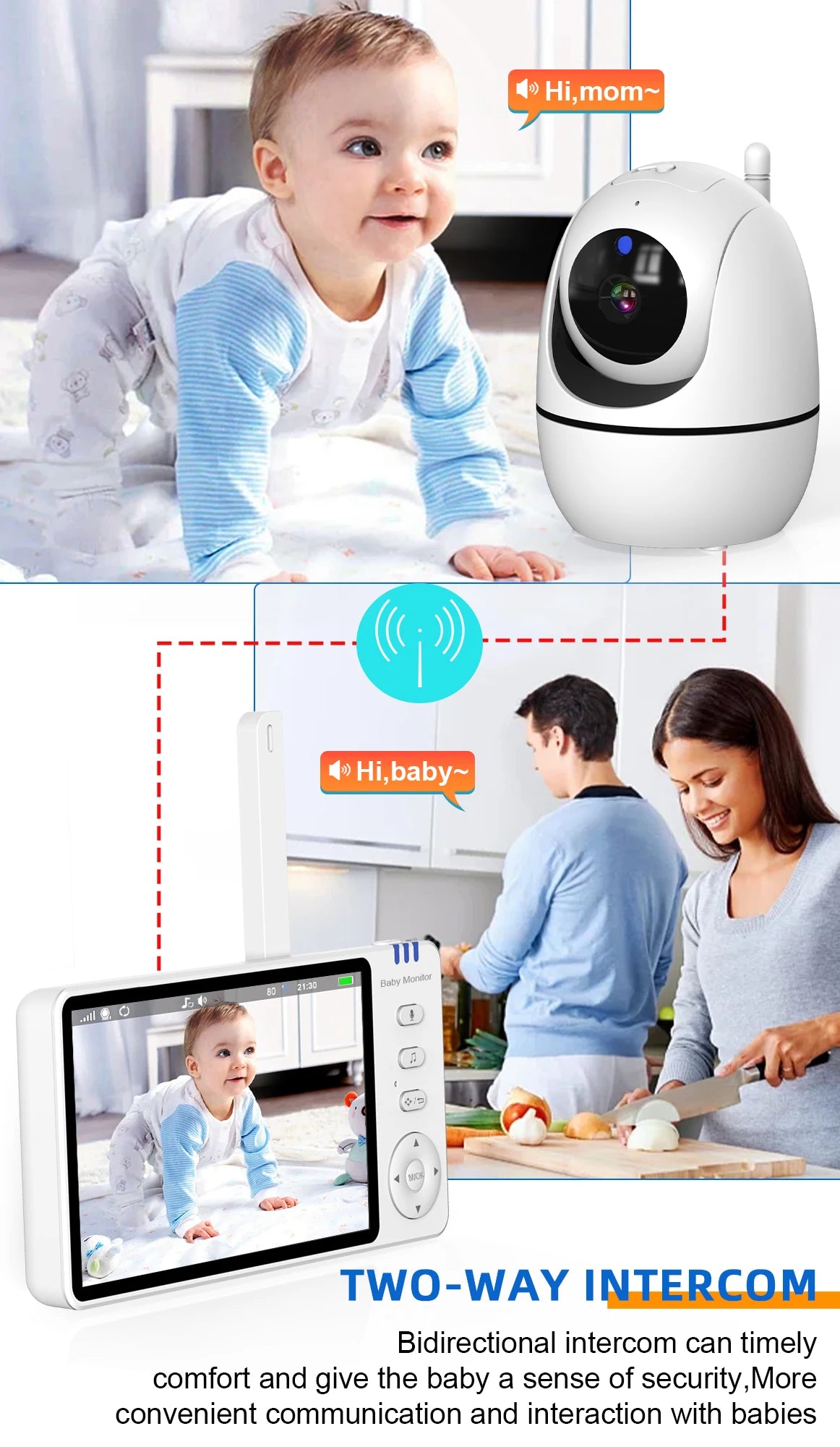 Babyphone Vidéo 5 Pouces PTZ – Capteur Température, Berceuses & Zoom | Meilleur Rapport Qualité-Prix