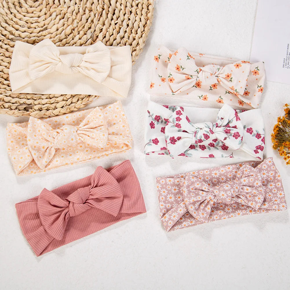 Lot 3 Bandeaux Bébé Fille Côtelés – Floral Cœur Marguerite Arc Vintage Accessoire Cheveux