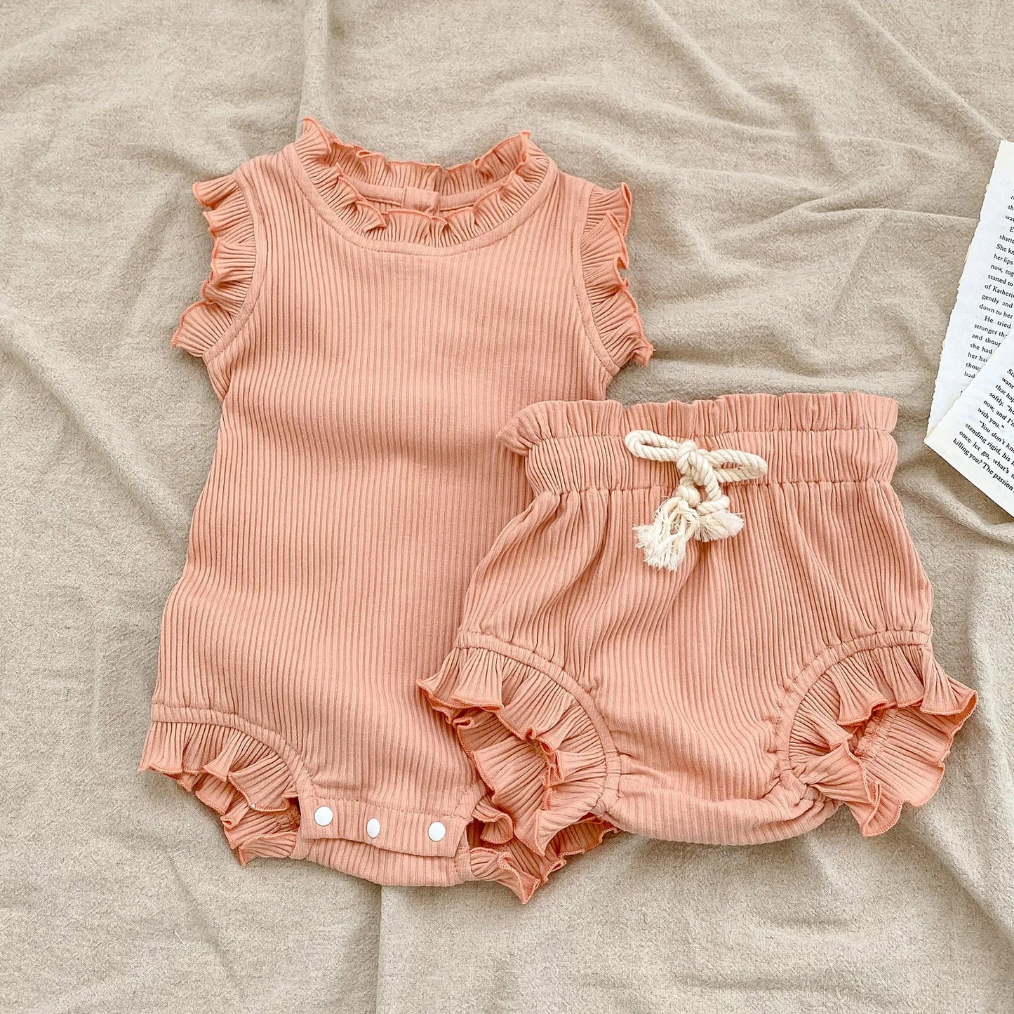 Ensemble bébé fille été — Body Volanté & Short Bloomer 2 Pièces | 0-24 Mois