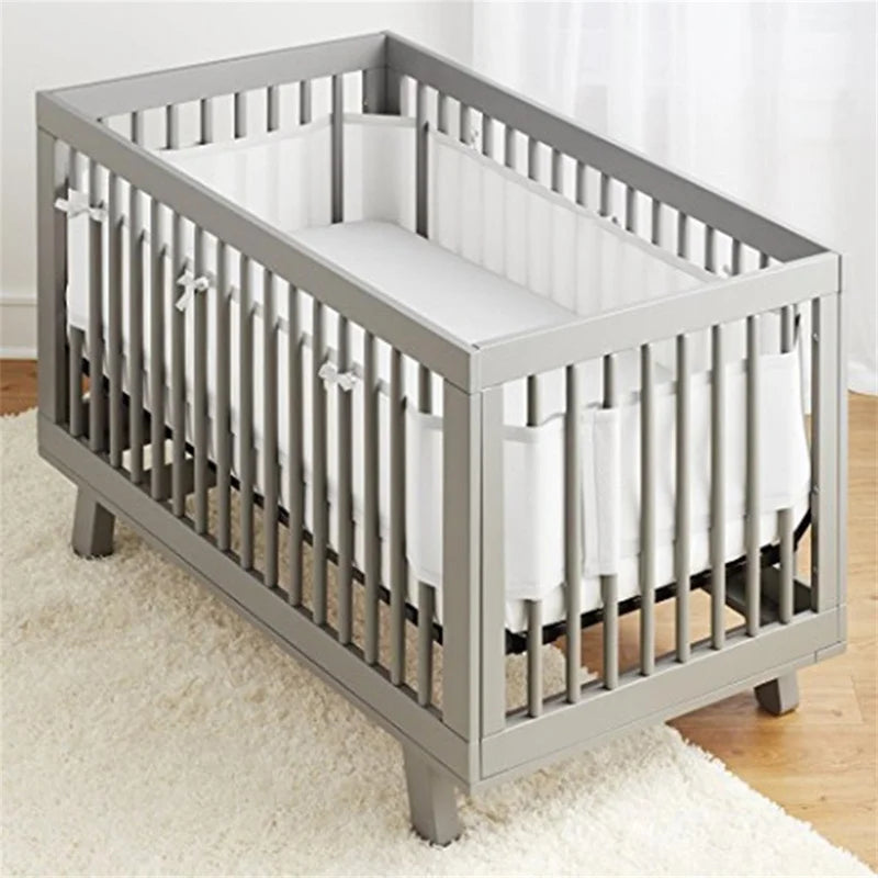 Tour de Lit Bébé Design Nœuds – Protection Barreaux Douce Garçon & Fille | Blanc & Gris Chambre Bébé