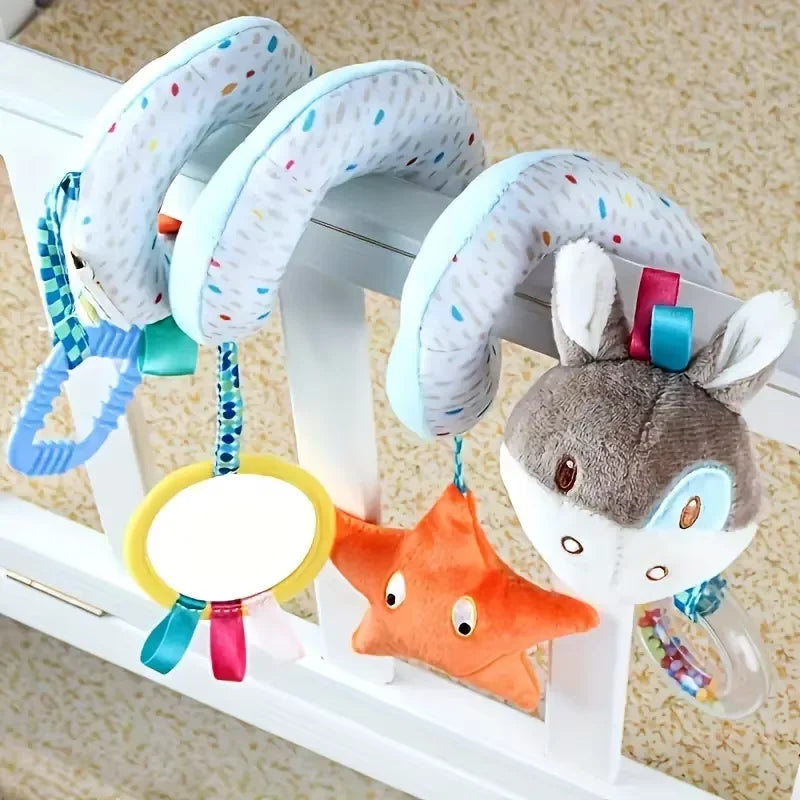 Jouet Spirale Peluche Bébé – Mobile Suspendu Éveil Poussette, Siège Auto & Lit | Motif Âne Adorable