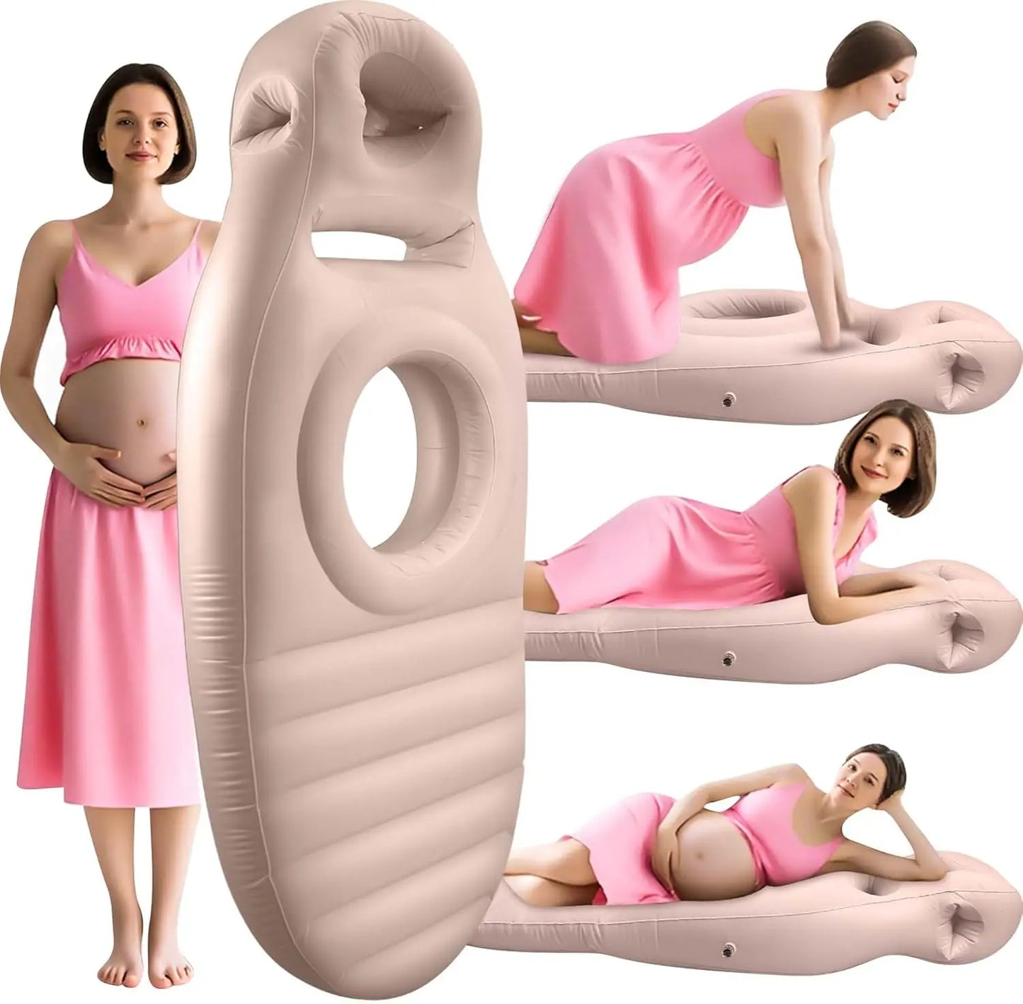 Oreiller Maternité Gonflable avec Trou pour Ventre – Matelas Grossesse Dormir sur le Ventre | Soulage Dos & Hanches
