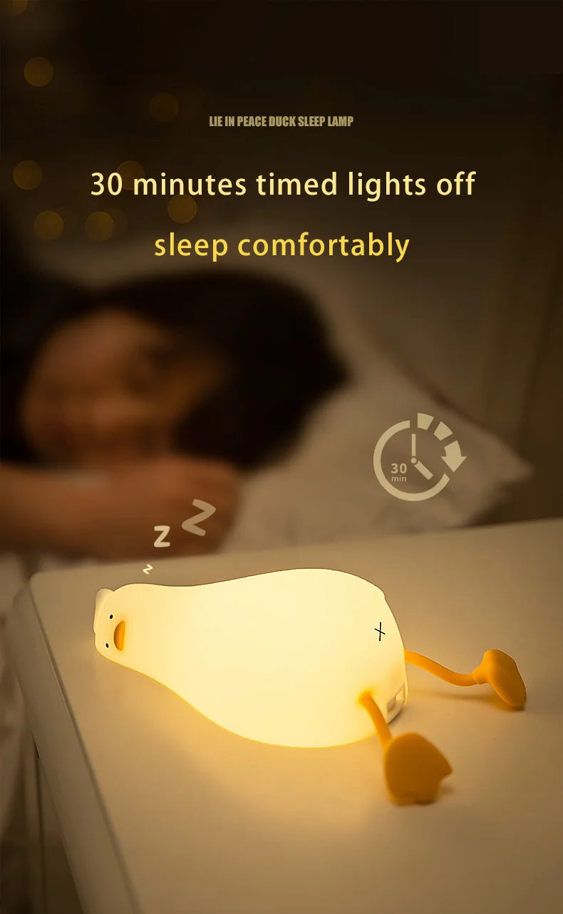 Veilleuse canard bébé silicone — LED Tactile Rechargeable Lumière Douce | Déco Chambre Bébé & Enfant