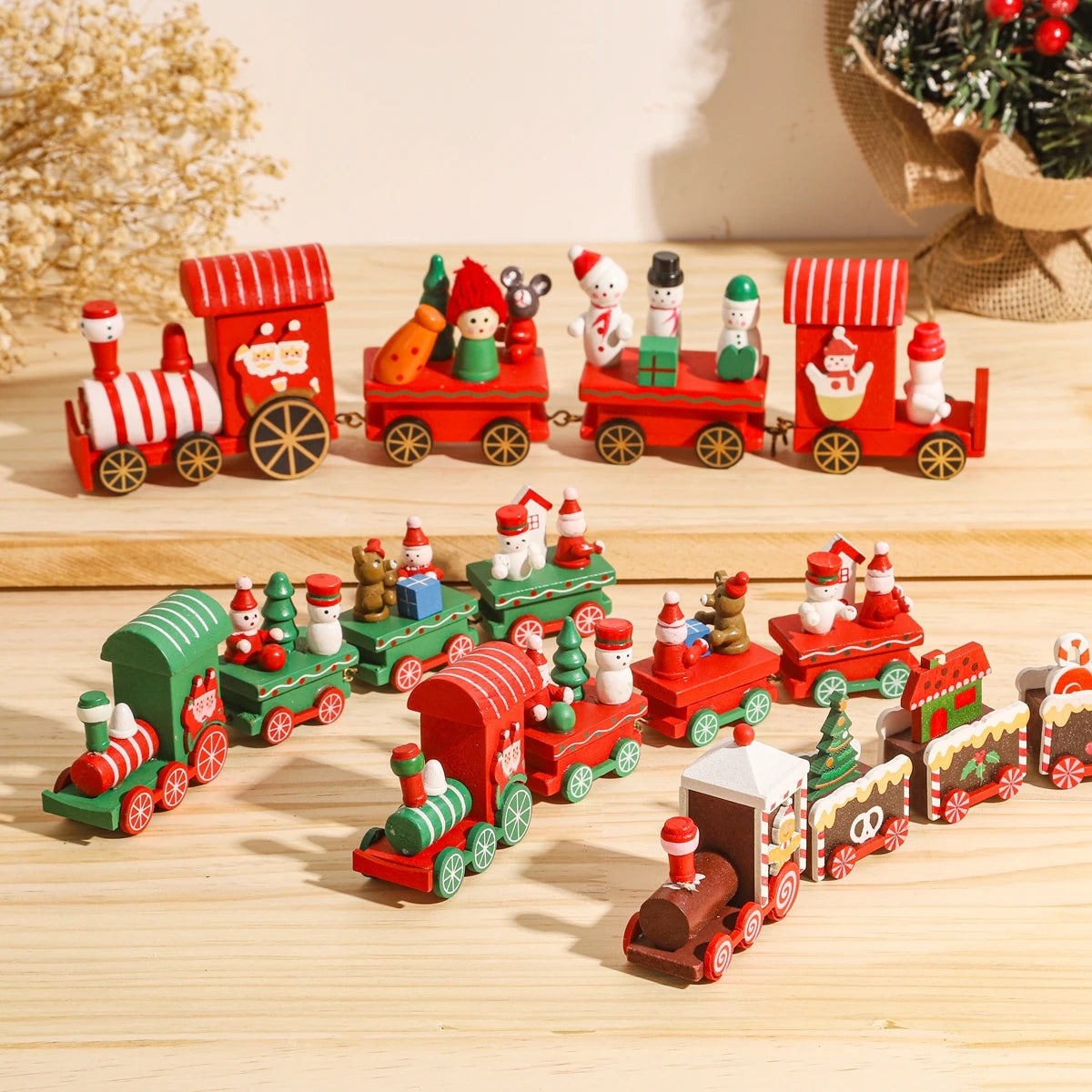 Train de Noël Miniature Bois – Décoration Sapin & Table Fêtes 2025, Cadeau Enfant Nouvel An 2026