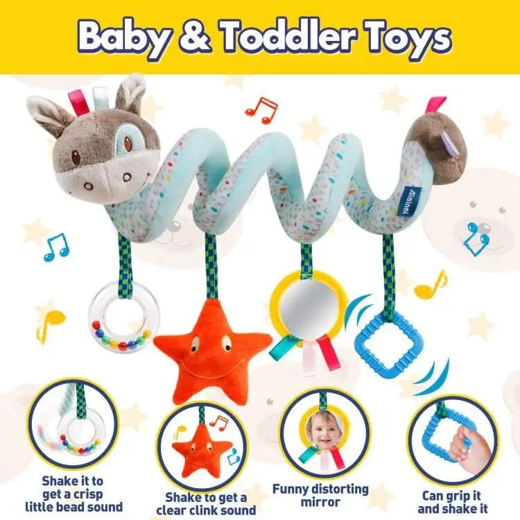 Jouet Spirale Siège Auto Poussette Bébé – Jouet Sensoriel Doux 0-12 Mois Lit & Berceau