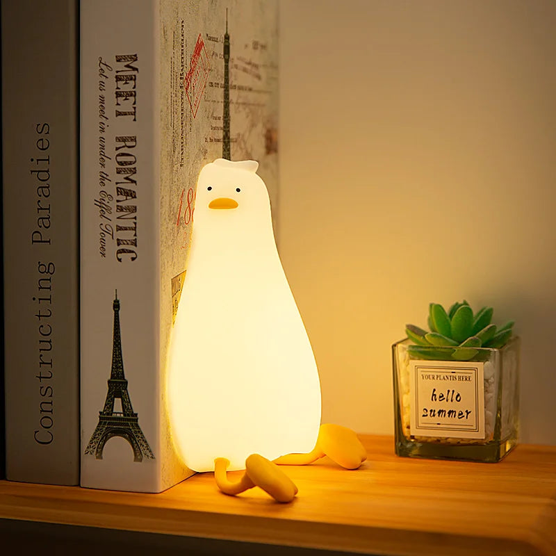 Veilleuse canard bébé silicone — LED Tactile Rechargeable Lumière Douce | Déco Chambre Bébé & Enfant