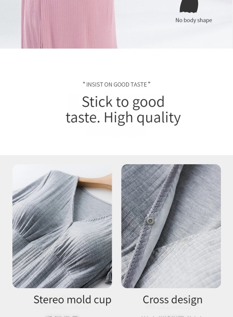 Chemise de Nuit Maternité Allaitement — Modal Doux, Pyjama Grossesse Ample Femme