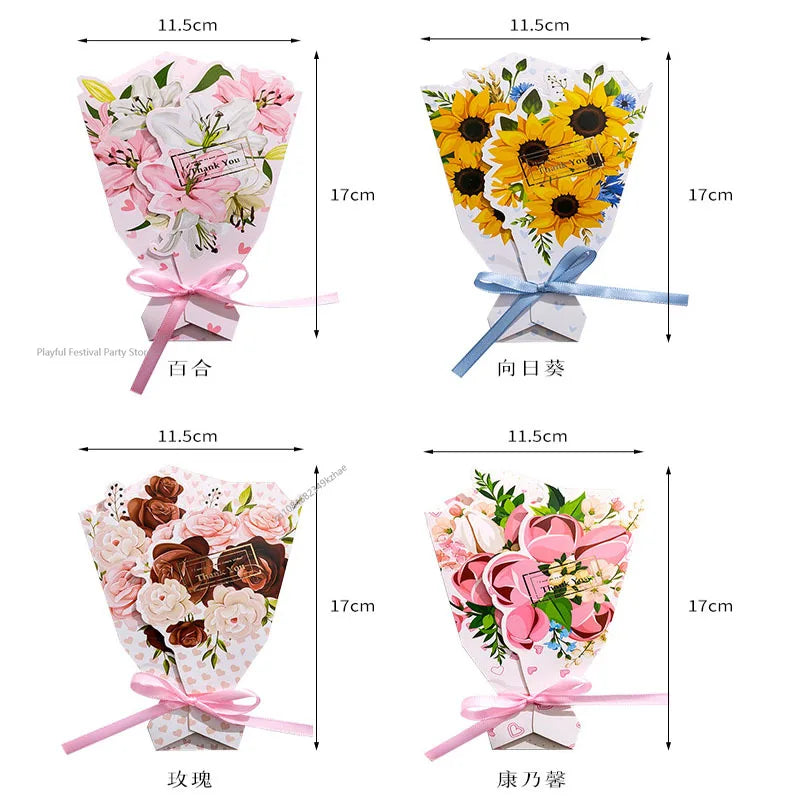 Carte de Vœux Fleurs 3D Bouquet Pliable – Anniversaire, Merci, Fête Maîtresse & Toutes Occasions