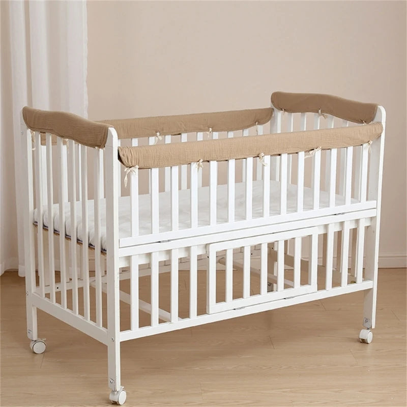 Tour de lit bébé complet — Coton 4 Pièces Protection Barreaux | Chambre Fille & Garçon