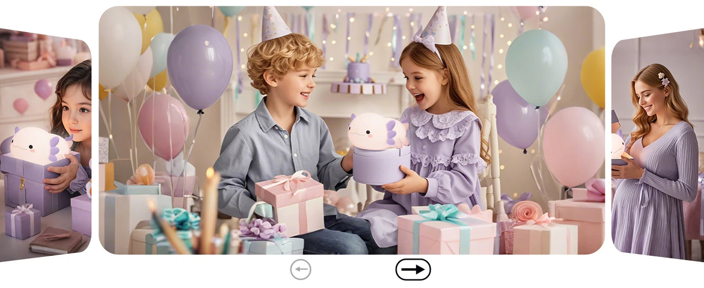 Veilleuse axolotl silicone — Lampe de Nuit LED Kawaii Rechargeable | Chambre Enfant & Bébé