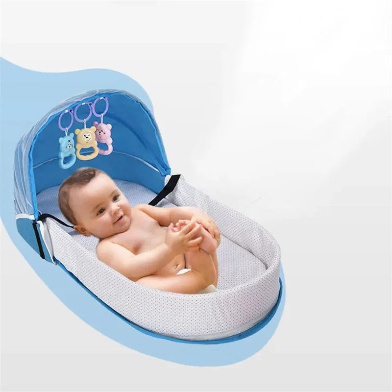 Lit Parapluie Bébé Pliable avec Moustiquaire & Matelas — Berceau Voyage Nomade | 4 Couleurs