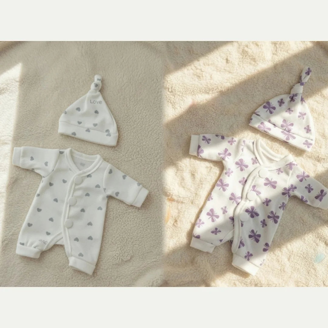 4 Styles Cutest Baby Romper Outfits for Size 8-9Inch Newborn Dolls Soft Touch Handmade High Quality Clothes With Hat