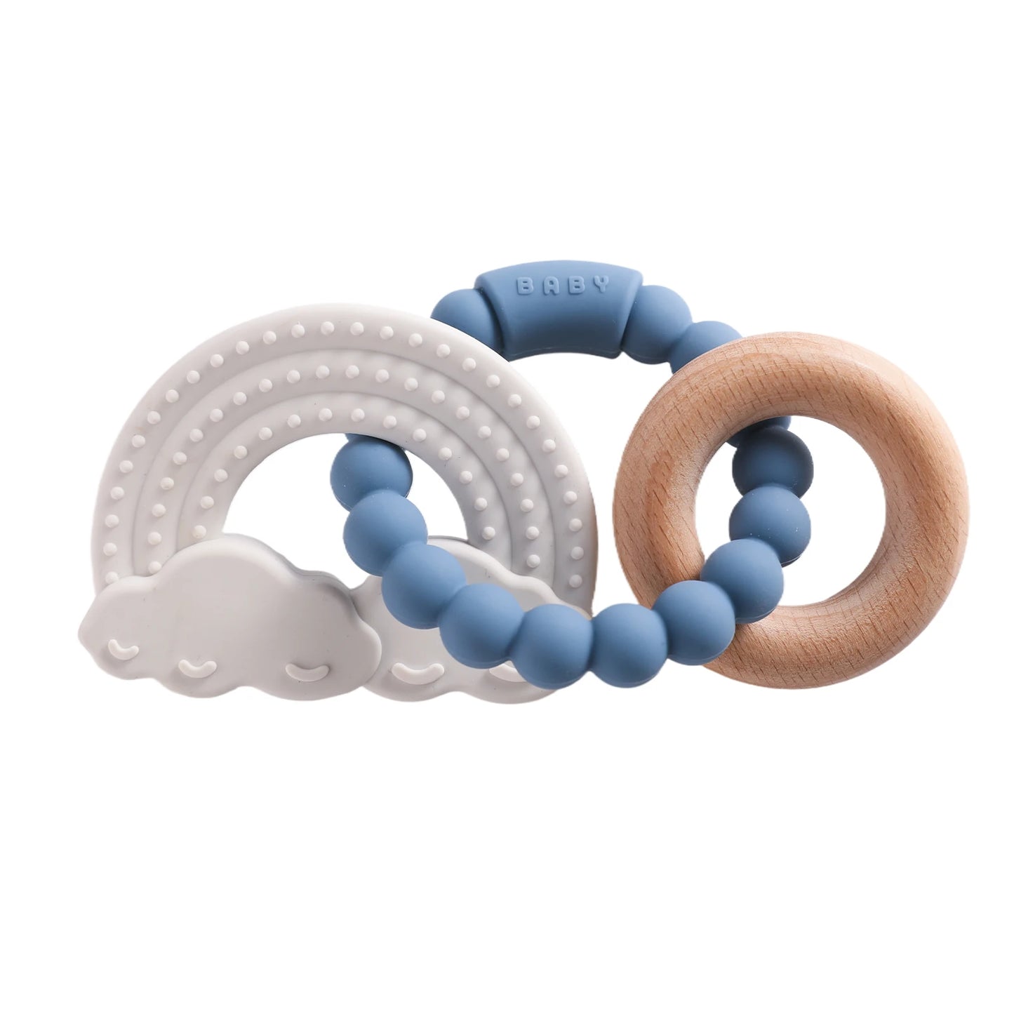 Anneau de Dentition Silicone Bébé – Jouet Sensoriel Sans BPA | 0-12 Mois