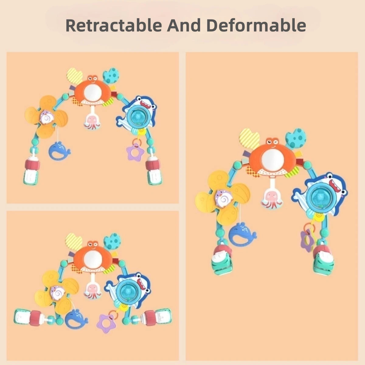 Hochet Bébé Arc Pliable Interactif – Jouet Éveil Lit & Poussette ABS+PP | 3 Styles | 0-24 Mois