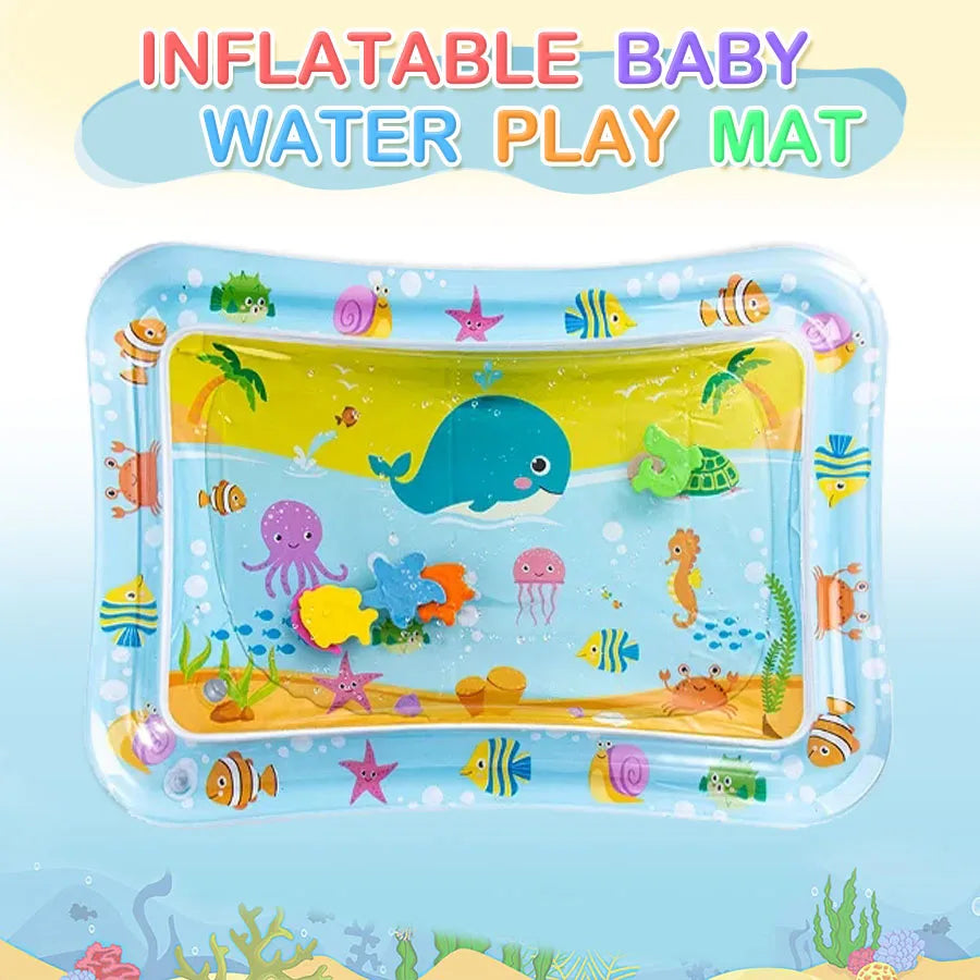 Tapis d’Eau Gonflable Bébé Motif Baleine – Éveil Sensoriel Tummy Time | PVC Sécurisé