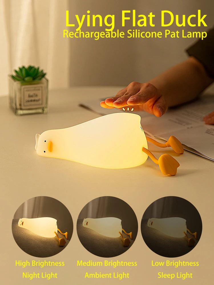 Veilleuse canard bébé silicone — LED Tactile Rechargeable Lumière Douce | Déco Chambre Bébé & Enfant