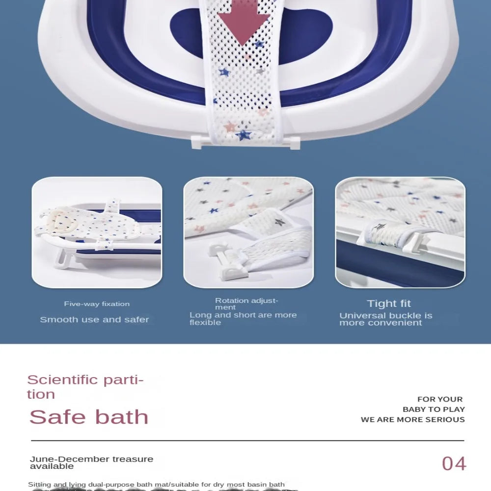Filet de Bain Bébé Antidérapant Croix Ajustable – Siège Berceau Nouveau-Né | Rose, Bleu & Étoile